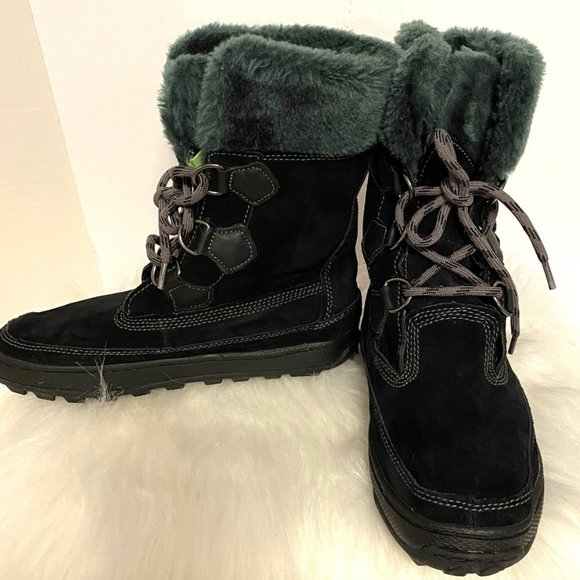 Timberland Women's Suede Winter Fuzzy Mukluk Boots Black size 7M - Picture 1 of 13